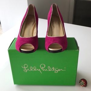 Lilly Pulitzer wedge shoes, Passion Pink, 7M